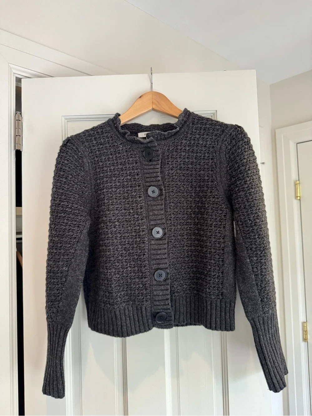Madewell Charcoal Button-Front Merino Wool Knit Cardigan - Picture 1 of 3